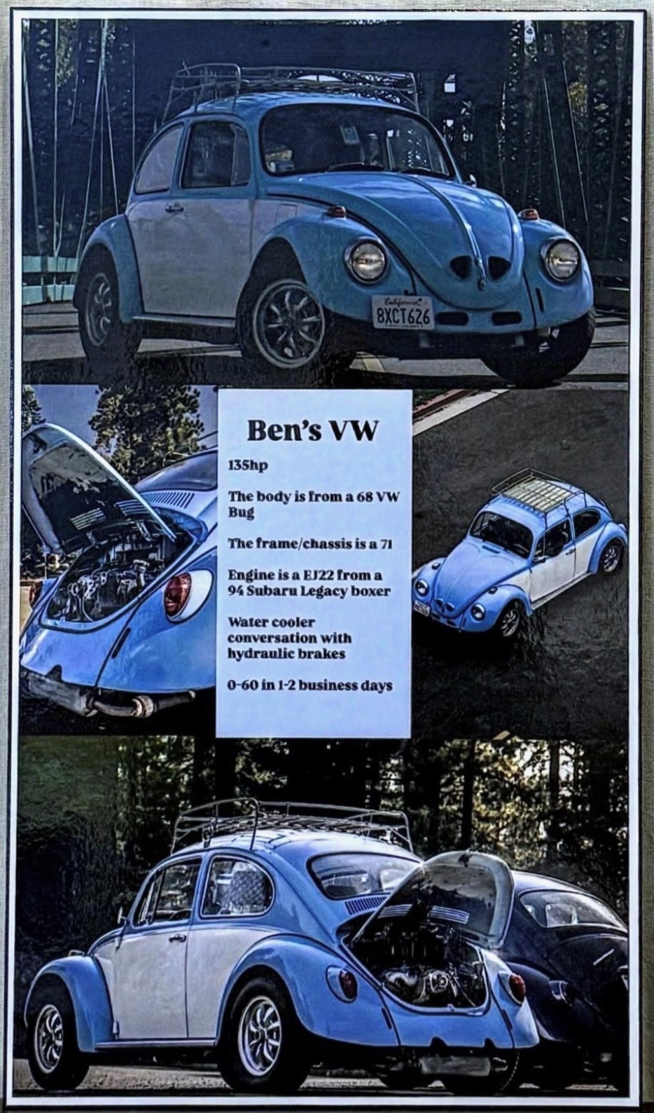 Ben's VW Bug custom collage sign